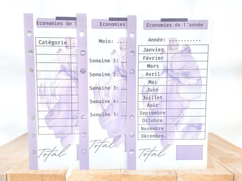 lot de 3 tracker suivi économie collection violet
